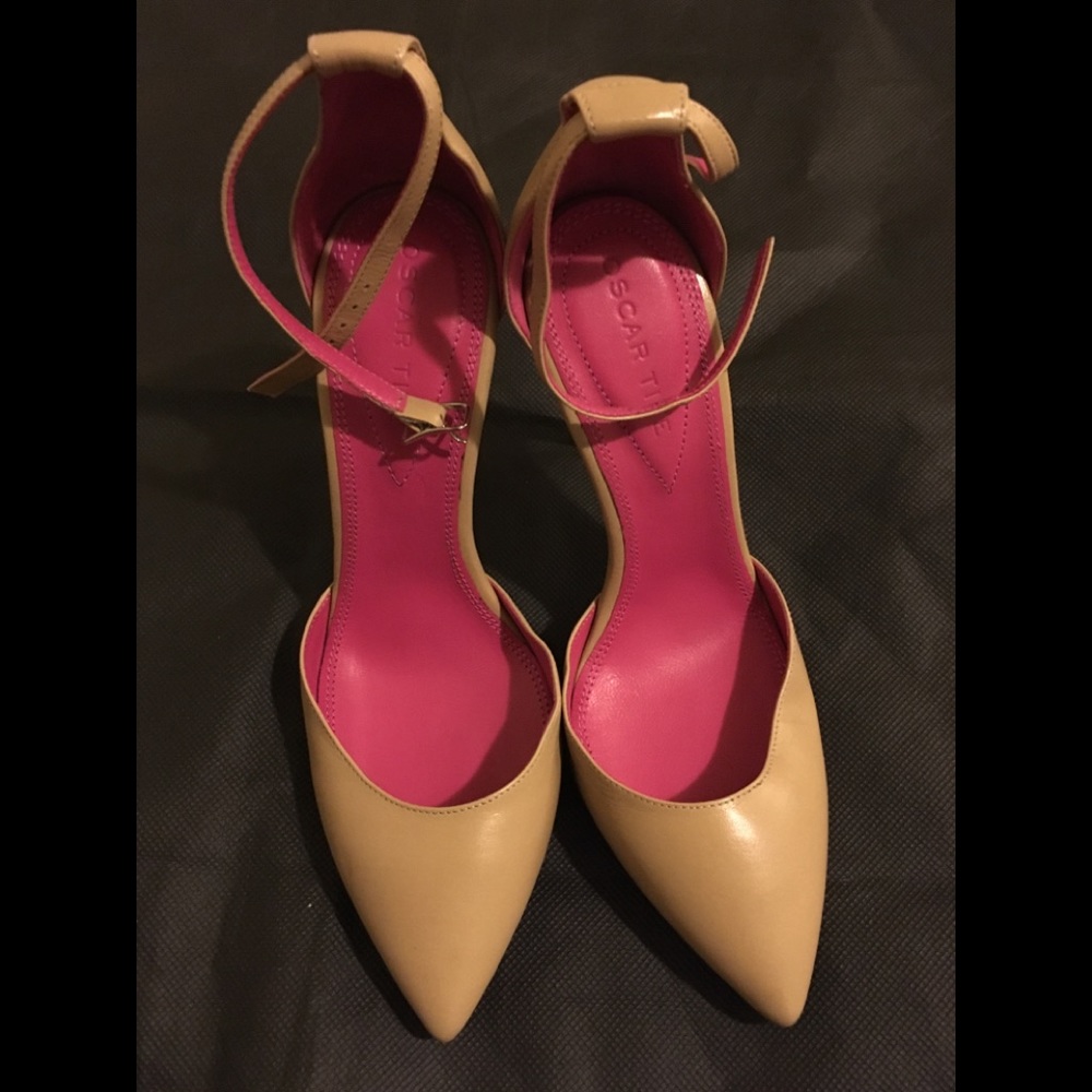 Oscar tiye beige leather heels